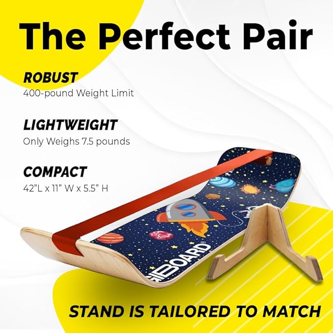 GIBBON SlackBoard - GiBoard Balance Board Kids & Adults - Slackline Balance Trainer - Slack Board Core Workout Equipment Home Gym Training - Standing Desk Exercise - Yoga, Agility, Pilates & More