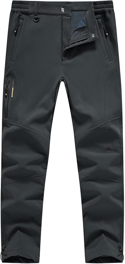 Rdruko Men's Snow Pants Waterproof Insulated Winter Hiking Pants Snowboard Fleece Lined Softshell Ski Pants