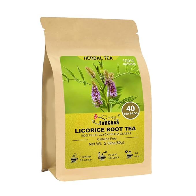 FullChea - Licorice Root Tea Bag, 40 Teabags, 2g/bag - Premium Licorice Root - Non-GMO - Naturally Caffeine-free Herbal Tea - Aid in Digestion & Promote Respiratory Health