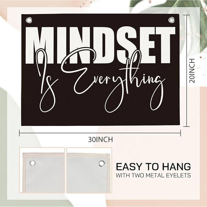 Mindset is Everything Gym Motivational Wall Art Banner Dorm Posters Gifts for Guys Men Women Gym Flag Decor for Home Gym Bedroom Workout Room 30x20 Inchs