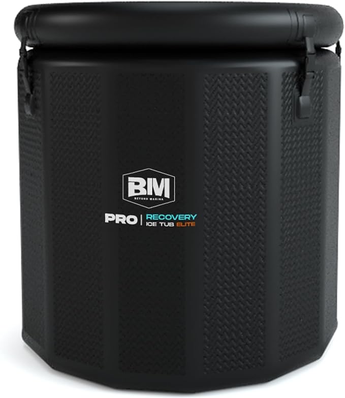 Inflatable Ice Bath Tub for Athletes, Cold Plunge Recovery Tub with Insulated Lid, EVA Groundsheet, Backpack, 115 Gallon Capacity, 39" x 39" x 35.4", Portable Durable Design