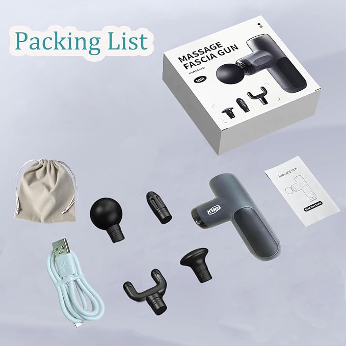 Mini Massage Gun, Percussion Muscle Massager with 4 Attachments, Portable Hand Held Massager Gun for Back, Body Sore Muscles, Pain Relief, Rechargeable Small Massage Gun for Office, Home, Athletes