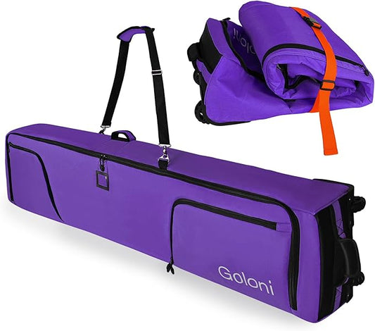 Goloni Ski Bag with Wheels,Padded Snowboard Bag for Air Travel,600D Waterproof Fabric,Foldable Snow Bag Fits 2 Pairs Skis