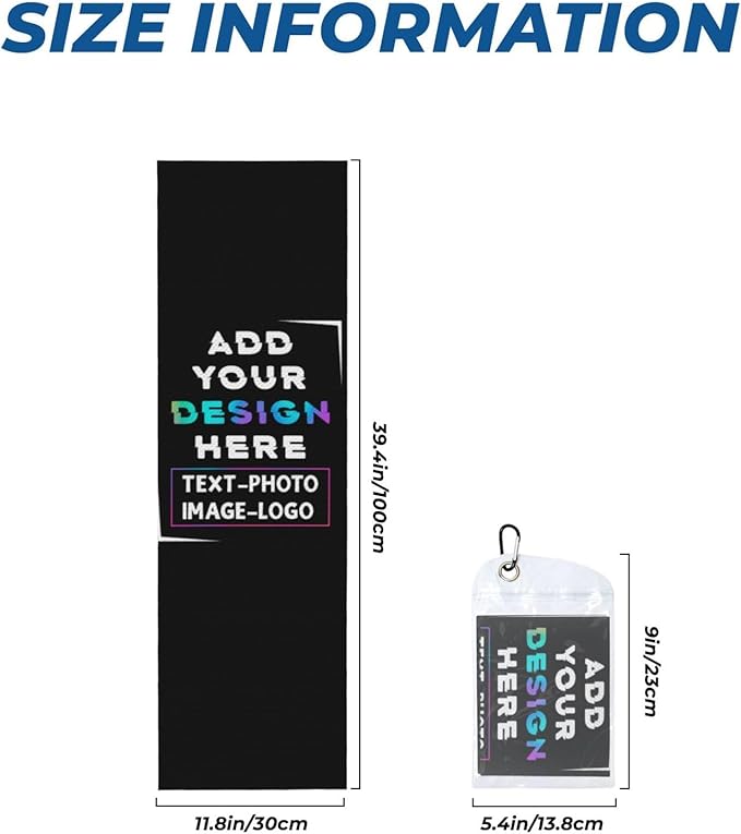 Custom 1-100PCS Cooling Sports Towel, Personalized Photo Logo Soft Cold Exercise Towel for Neck and Face Customized Quick-Drying Cooling Wrap Fitness Workout Sweat Towel 12"x40" (30)