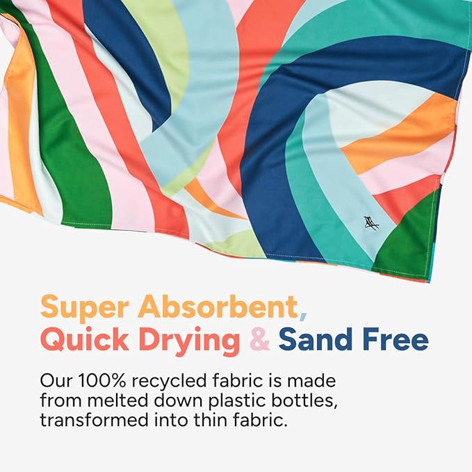 Dock & Bay Beach Towel - Quick Dry, Sand Free - Compact, Lightweight - 100% Recycled - Includes Bag - Fruit Loops - Large (160x90cm, 63x35)