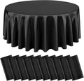 10 Packs Satin Tablecloth 120 Inch Black Round Table Cloth Silk Tablecloth Smooth Fabric Overlay Satin Table Cover Decoration for Wedding Party Banquet Events