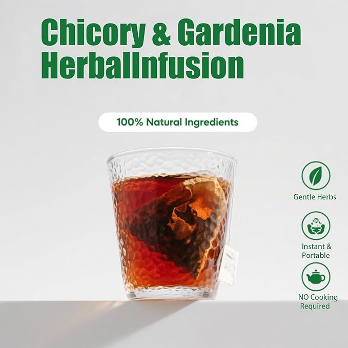 Detoxifying tea, Nature Chicory & Gardenia Herbal Tea -Herbal detox for weight management, metabolism, bloating, and healthy blood sugar maintenance, Natural Sugar-Free Herbal Tea (2pcs)