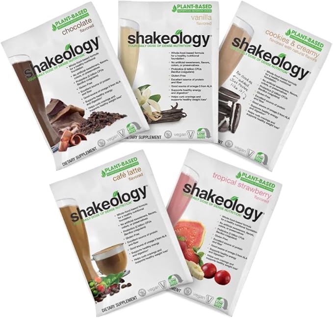 Shakeology Sampler Pack Vegan Protein Powder, Gluten Free Superfood Protein Shake with Supergreens, Probiotics for Gut Health, Adaptogens, Vitamins, 16g Plant Protein per Serving