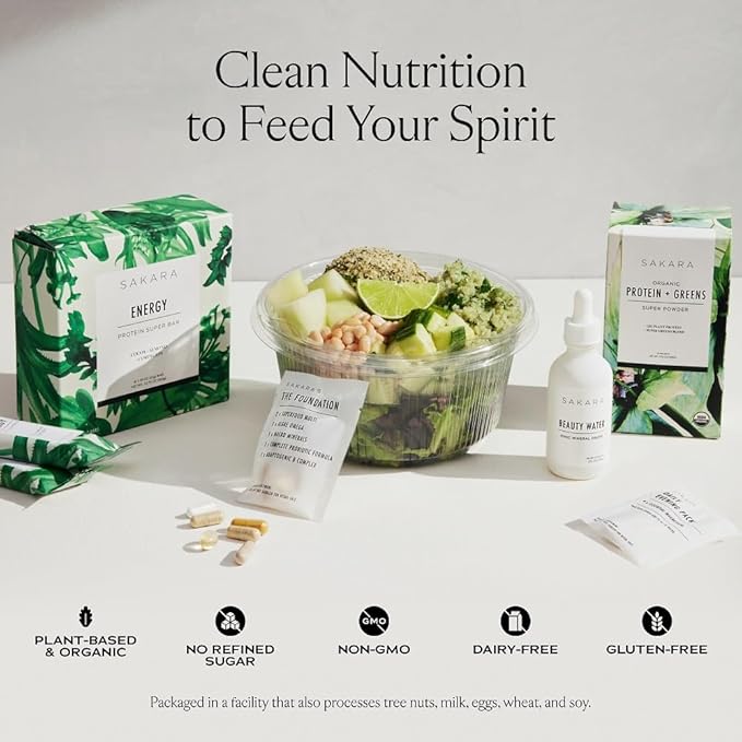 Sakara Protein + Greens Super Powder, 30 Servings - Organic Protein Powder Hemp, Pumpkin, Pea Protein, Organic Greens Powder Wheat Grass & Spirulina Superfood Powder, Vegan Protein Powder Greens Blend