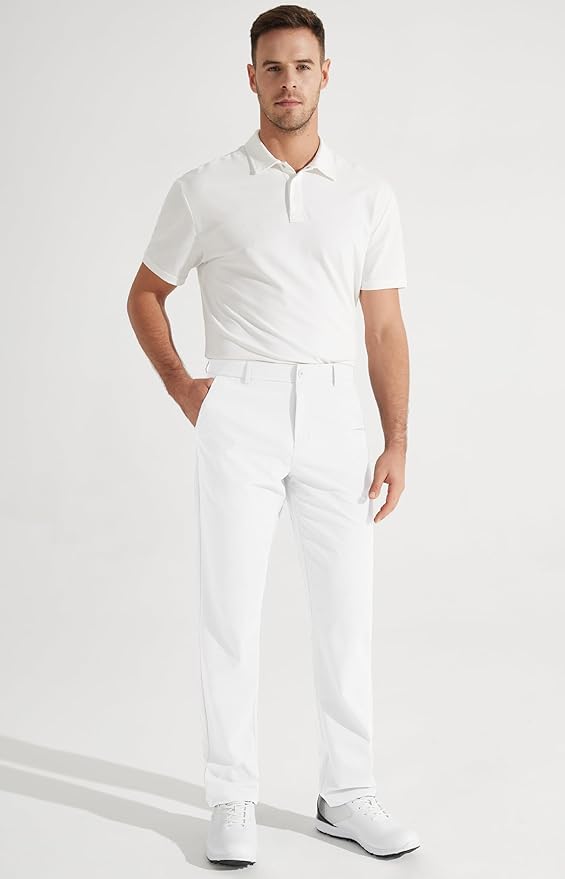 Libin Mens Golf Pants Stretch Work Dress Pants 30"/32"/34" Quick Dry Lightweight Casual Comfy Trousers with Pockets