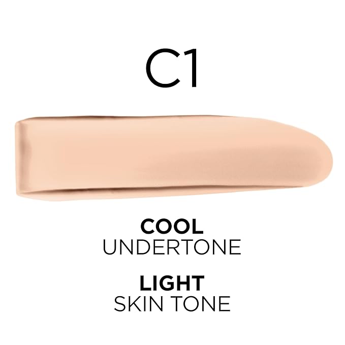 L'Oreal Paris True Match Super-Blendable Foundation, Medium Coverage Liquid Foundation Makeup, C1, Light, 1 Fl Oz