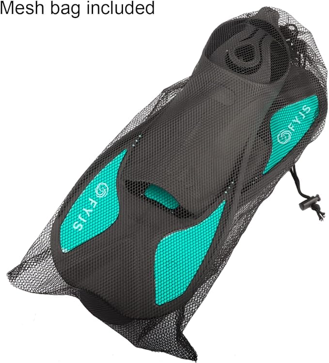 FYJS Short Swim Fins with Comfortable Full Foot Pocket Travel-Size for Snorkeling and Scuba Diving