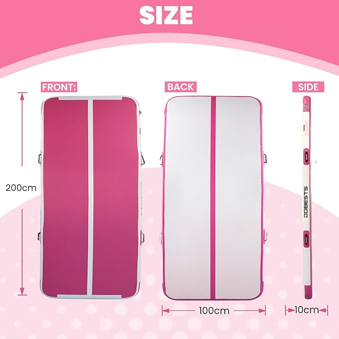 DOBESTS Inflatable Air Gymnastics Mat Tumbling Mat Tumble Track Gymnastics Training for Kids Home 6.6 feet 10 feet 13feet 16feet 20feet 4/8inch Thick for Cheerleading Dance Yoga Cheer Water With Pump