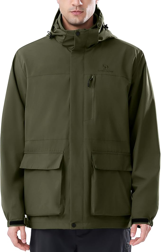CAMEL CROWN Men's Ski Jacket 3 in 1 Waterproof Winter Jacket Snow Jacket Windproof Hooded with Inner Warm Fleece Coat