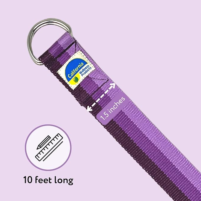 California Yoga Strap | Yoga Belt with Safe Adjustable D-Ring Buckle for Pilates | Stretching Strap | Exercise Bands | Physical Therapy | Improves Sitting Posture