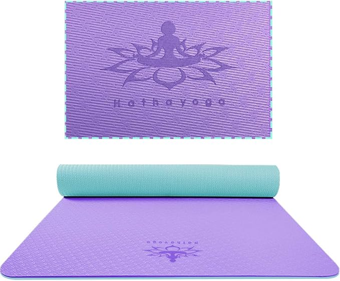 Hatha Yoga Extra Thick TPE Yoga Mat - 72"x 32" Thickness 1/2 Inch -Eco Friendly SGS Certified - With High Density Anti-Tear Exercise Bolster For Home Gym Travel & Floor Outside