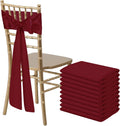 10 PCS Burgundy Satin Chair Sashes Bows Universal Chair Ribbon Ties Back Sash for Wedding Party Reception Events Banquets Hotel Event Chair Cover Decoration (7x108 inch)
