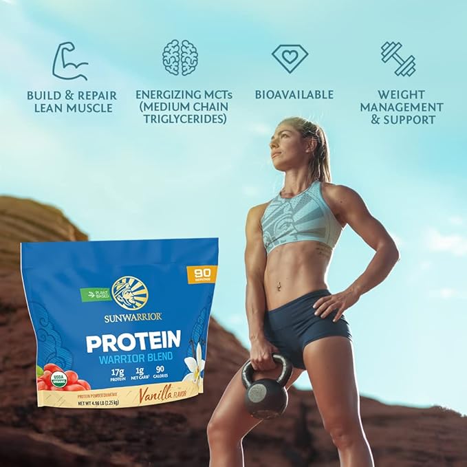 Organic Plant Based Protein Powder | Vegan Organic Protein Powder Vanilla Flavored with BCAA Amino Acids & Hemp Seed Pea Blend | Non-GMO Soy Dairy Filler & Gluten Free (Vanilla, 90 Servings)