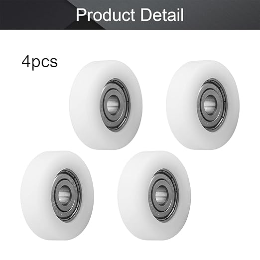 MroMax Roller Idler Bearing Pulley-6 x 30 x 9mm Sliding Conveyor Nylon Wheel with 626Z Bearing for Furniture, Hardware Accessories and Mobile Door White 4Pcs