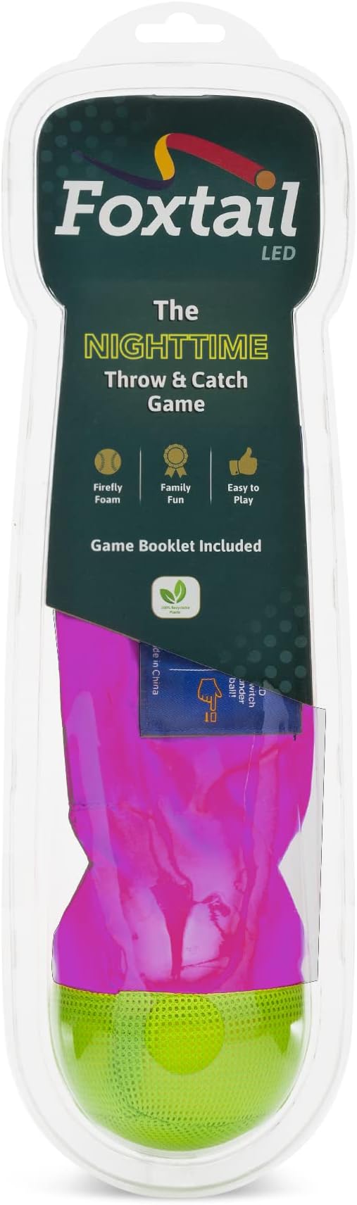 Foxtail LED - Outdoor Throw and Catch Light Up Game - Foam Ball & Tail Glow at Night - Play in the Dark - Fun Gift Idea for Kids & Adults, Boys & Girls