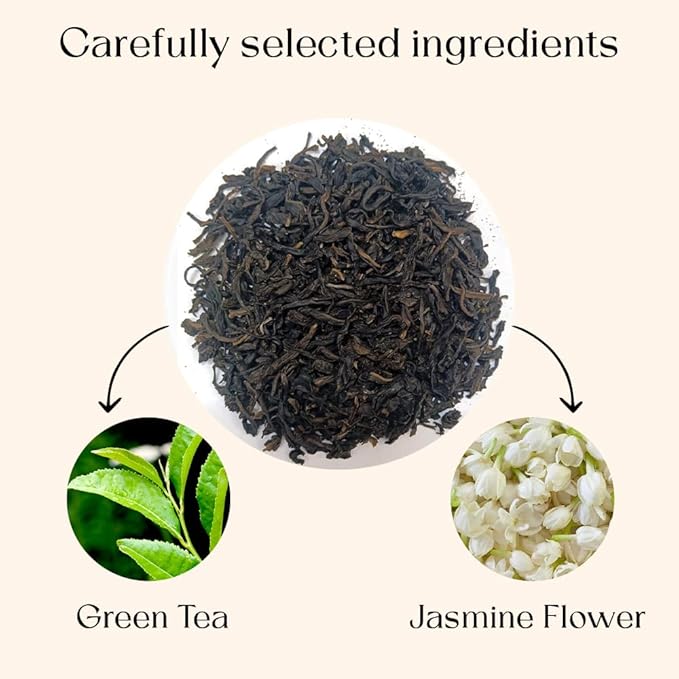 Jasmine Green Tea Bags, 50 Counts, Mountain Loose Leaf Green Tea, Flavored, Delightful Aroma, Sugar Free, 100% Natural Gluten Free, Medium Caffeine Brew As Hot, Cold Or Iced Tea