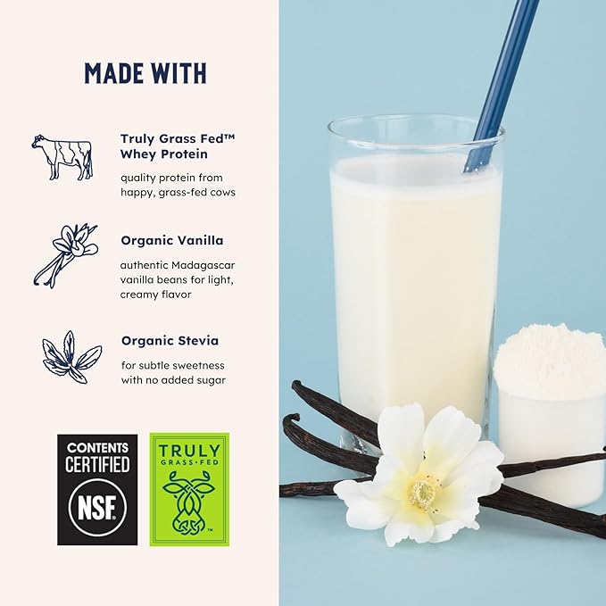 Earth Fed Muscle Whey Back Irish Grass Fed Whey Protein Isolate - NSF-Certified. No Artificial Ingredients, Soy Free, Gluten Free, Non-GMO and Hormone Free (2 Pound, 29 Servings, Vanilla)