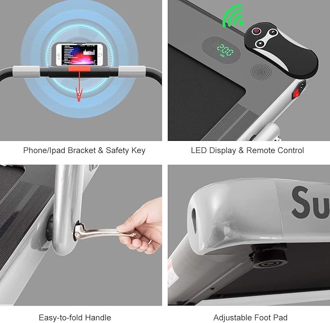 GYMAX Walking Pad, 2 in 1 Free Installation Under Desk Treadmill with Smart App, Remote Control & LED Display, 2.25HP Foldable Portable Compact Running Machine for Small Spaces Home Office