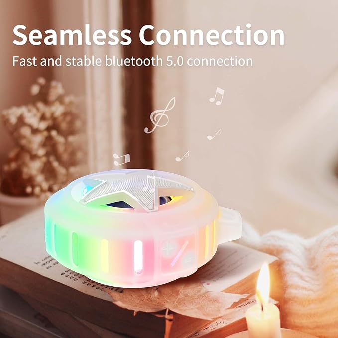 EBODA Bluetooth Shower Speaker, IP67 Waterproof Portable Speakers, Floating, TF Card, Small Outdoor Speaker with LED Light, True Wireless Stereo for Bike, Beach, Paddle Board, Kayak, Pool, Gifts