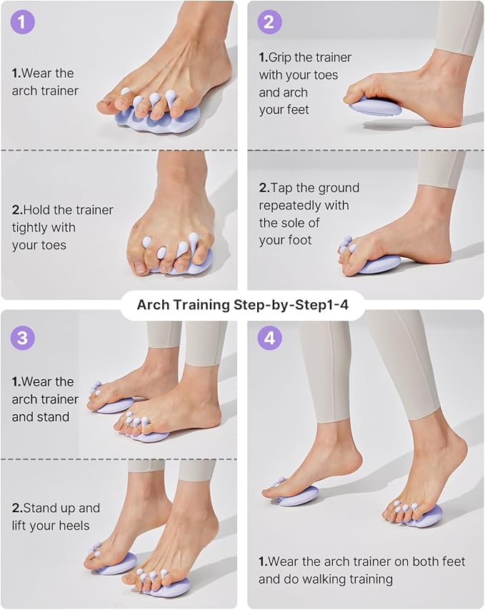 YOTTOY Foot Arch Trainer for Flat Feet, Plantar Fasciitis Relief &Arch Support Strengthening, Portable Arch Metatarsal Exercise Brace for Home and Gym