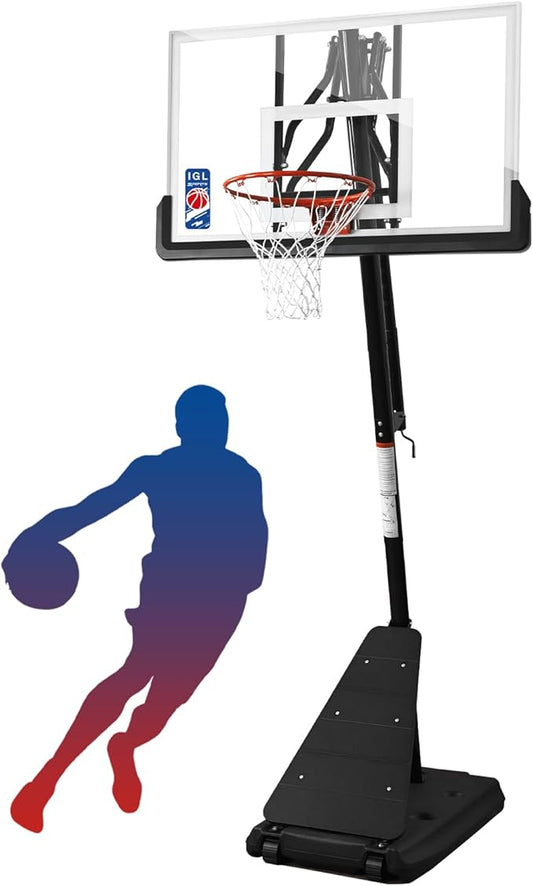 IGL Basketball Hoop Outdoor with 52 Inch Shatterproof Backboard, 10FT Height Portable Basketball Hoop Outdoor, Adjustable Basketball Goal System