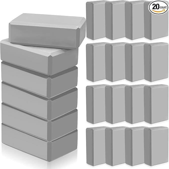 Outus 20 Pcs Yoga Blocks Bulk 9 x 6 x 3 Inch High Density Bricks to Improve Strength Flexibility Balance Soft Non Slip Gymnastic Blocks for Yoga Sports
