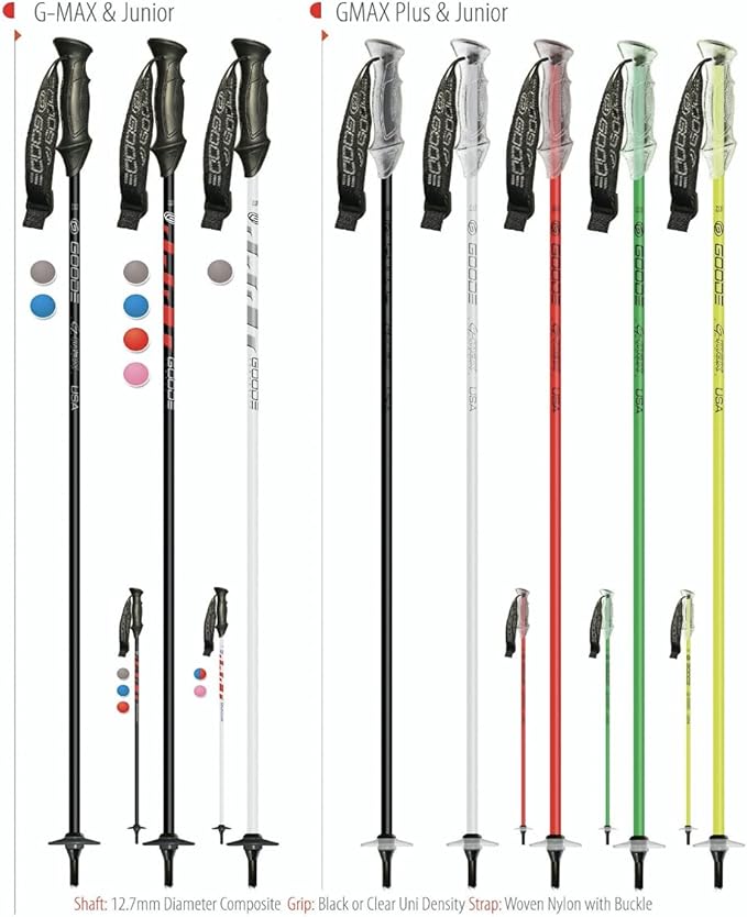 GOODE G-Max Summit Ski Poles – Lightweight & Durable Carbon Composite Downhill Ski Poles for Men & Women – Ergonomic Grip & Shock Absorbing Design – Pair