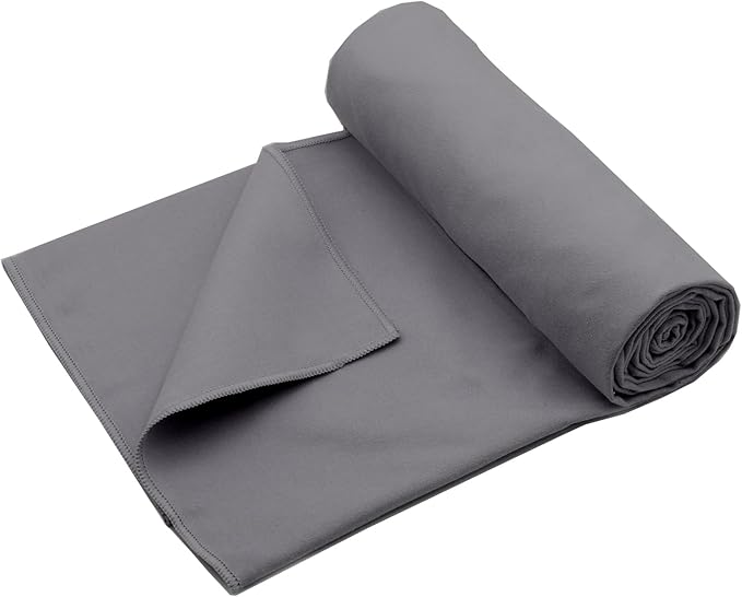 Eunzel Hot Yoga Towel Non Slip Yoga Mat Towel Non-Slip Sweat Absorbent Microfiber Towel for Hot Yoga, Pilates and Workout 72" x 26.5", Dark Grey