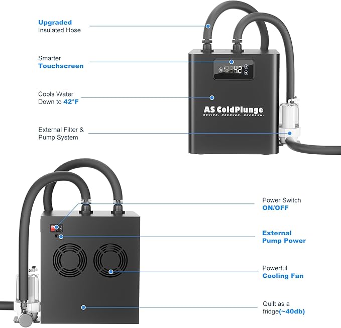 1/3HP Ice Bath Chiller & Cold Plunge Tub Kit – XL 100 Gal Insulated Ice Pod, External Pump & Filter, Cold Plunge Tub with Water Chille for Athletes, Recovery & Home Wellness