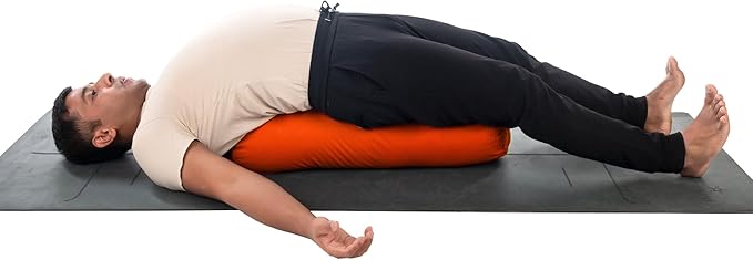 Yogikuti Iyengar Yoga Bolster for Restorative Yoga and Meditation – Lightweight Cotton Support Pillow with Handle for Easy Carry, Versatile for Pose Modification, Balance, Back Relief, and Relaxation