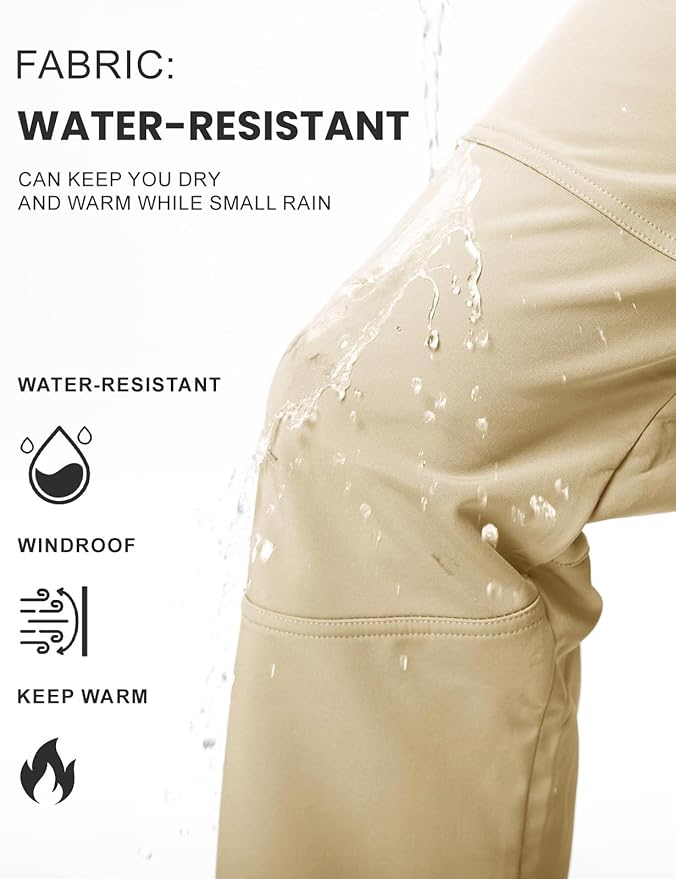 TBMPOY Men's Snow Ski Hiking Pants Waterproof Winter Fleece Lined Pants Camping Skiing Ice Fishing Pants with Belt