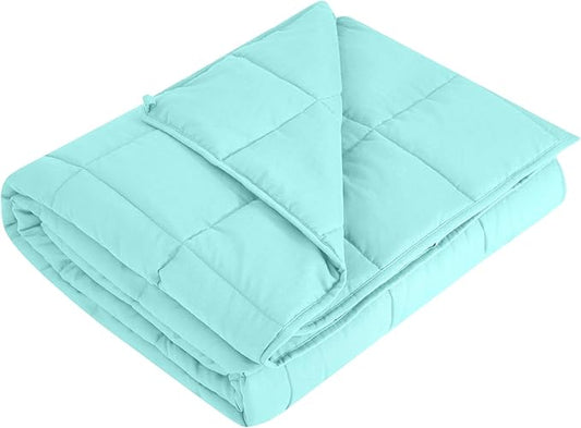 L'AGRATY Weighted Blanket - 48"x72" 15lbs Cooling Breathable Heavy Blanket with Glass Beads for Adult All-Season