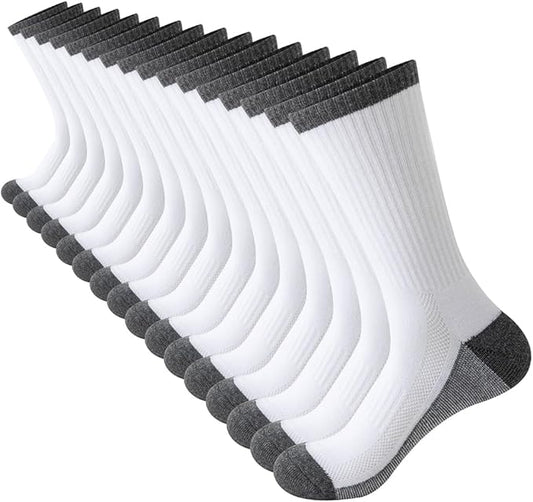 JOYNÉE 8 Pairs Mens Breathable Athletic Crew Socks Arch Support Cushioned Socks for Hiking Sports Running,Sock Size:10-13