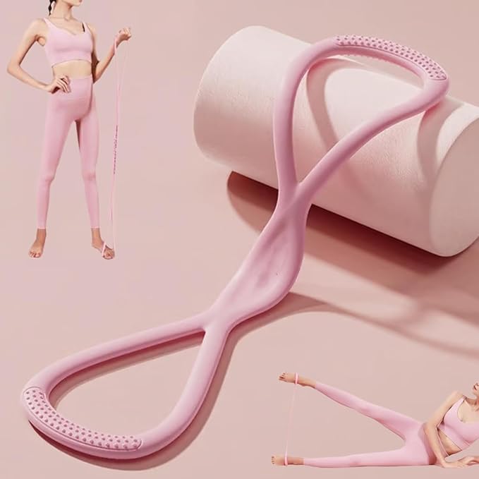 Resistance Bands, Figure 8 Exercise Bands for Women Men, 8 Shaped Resistance Rubber Band for Arms, Back, Shoulder Stretch with Handles, Gift for Sports Lover, Portable（25lb Pink）