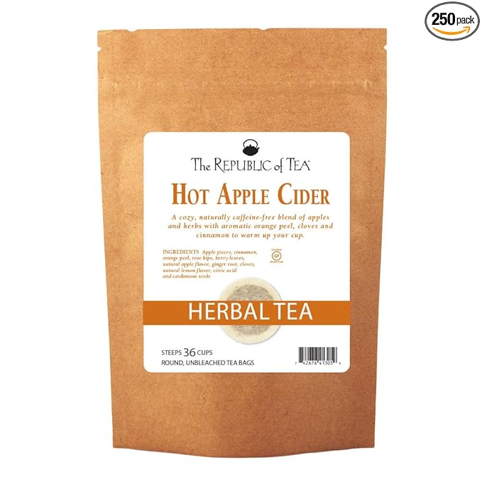 The Republic of Tea Hot Apple Cider Seasonal Herbal Tea, 250 Tea Bag Bulk