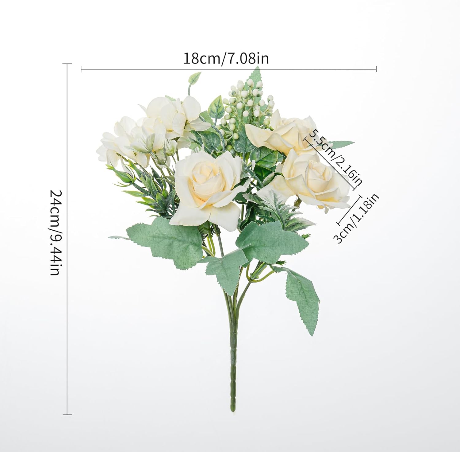 Artificial Flower 5 Branches Artificial Silk Fake Flowers Bouquet Small Roses for Wedding Home Office Tables Decor 4 Packs(Champagne)