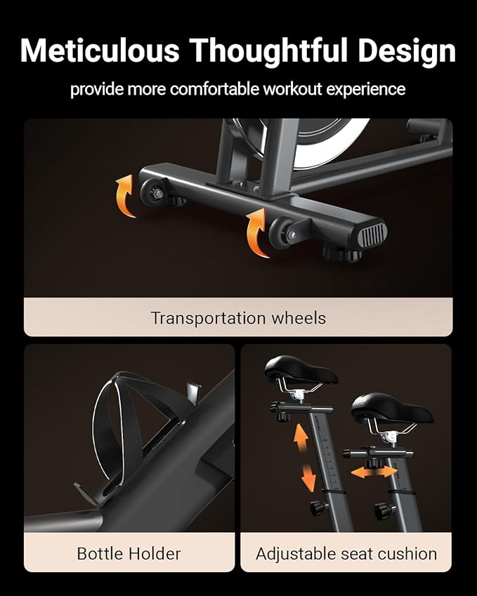 HARISON Semi-Commercial Exercise Bike 400 lbs Capacity, Magnetic Stationary Bikes for Home Gym with Bluetooth & Tablet Holder & Comfortable Seat Cushion