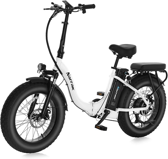 Fat Tire Folding Electric Bike, 48V & 624Wh Lithium Removable Battery, Peak 1100W Brushless Motor, Max Speed 28Mph, M5 Large LCD Display, Suspension, Step-Over/Thru Frame