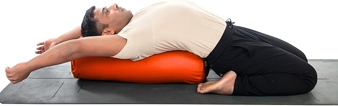 Yogikuti Iyengar Yoga Bolster for Restorative Yoga and Meditation – Lightweight Cotton Support Pillow with Handle for Easy Carry, Versatile for Pose Modification, Balance, Back Relief, and Relaxation