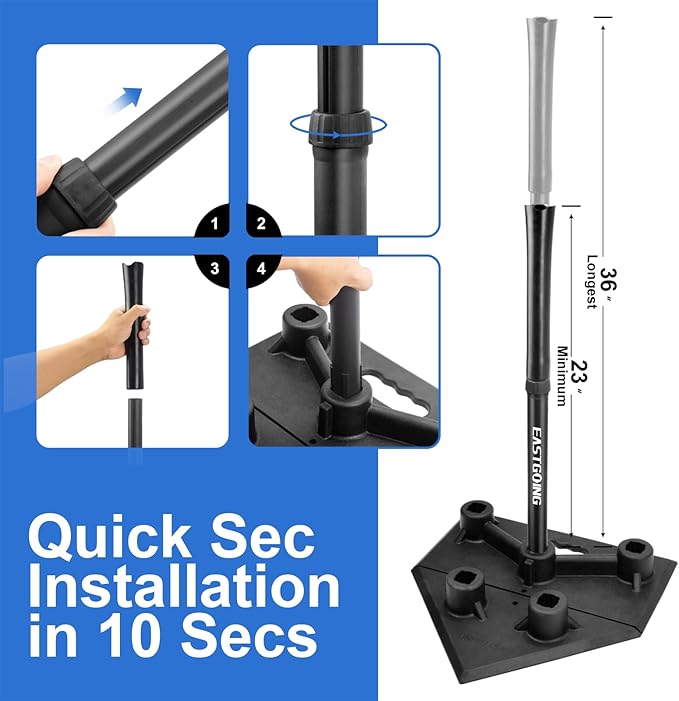 Eastgoing Heavy Duty Baseball and Softball Portable Travel Batting Tee.Adjustable 5-Position Baseball and Softball Batting Tee.Hitting Tee for Any Age Player Baseball