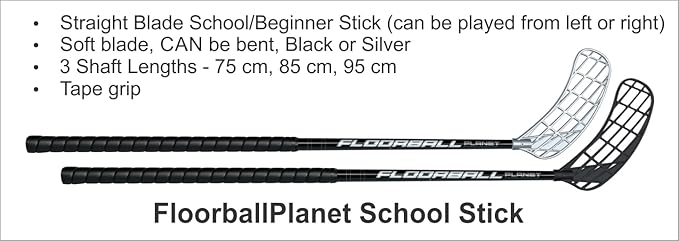 Floorball High School/Adult Stick Set with 12 Sticks, 12 Balls & Bag