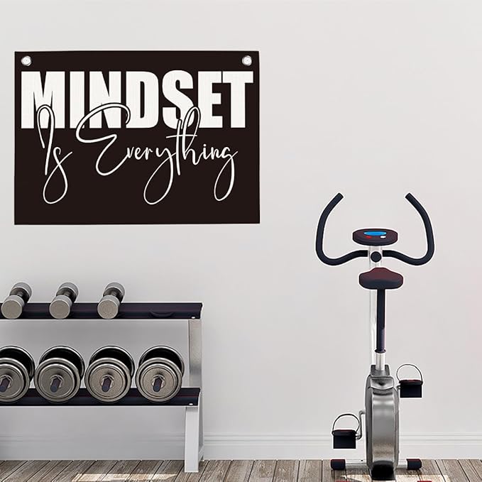 Mindset is Everything Gym Motivational Wall Art Banner Dorm Posters Gifts for Guys Men Women Gym Flag Decor for Home Gym Bedroom Workout Room 30x20 Inchs