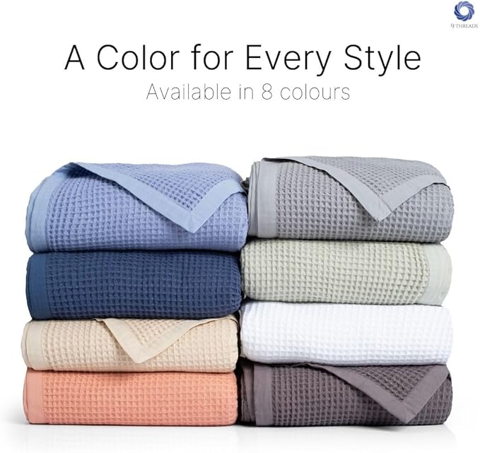 GOTS Certified Organic Cotton Waffle Weave Blanket, Queen Bed Size, 90"X90"Cozy Throw Blanket for Couch, Modern Home Decor, Throw Blankets,Waffle Blanket, Soft Bed Blankets -Scottish Grey