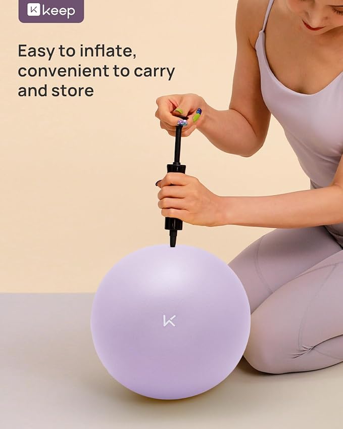 KEEP Pilates Small Exercise Ball Anti-Burst - Thickened Yoga Ball With Pump for Physical Therapy, Fitness, Workout, and Core Strength