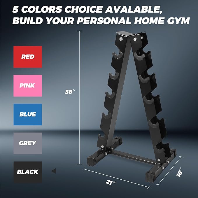 RitFit 250LB/300LB Rubber Hex Dumbbell Sets with Weights Rack, Multiple Color Choices Available, Great Gym Equipment for Home, Strength Training, Workouts